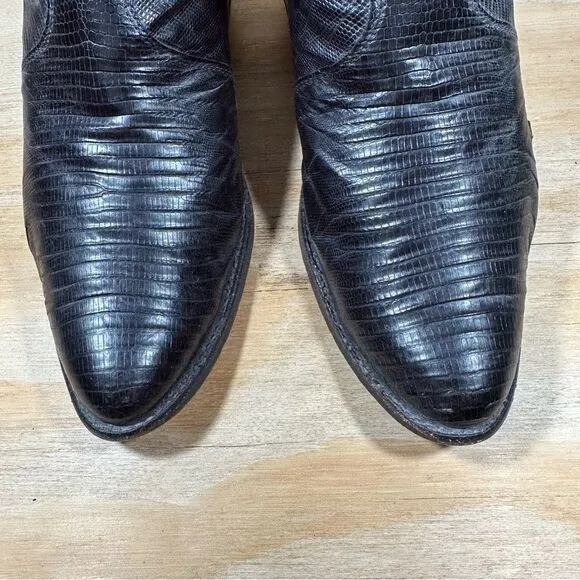 Justin Black Leather Cowboy Boots Men’s Size 8 EE