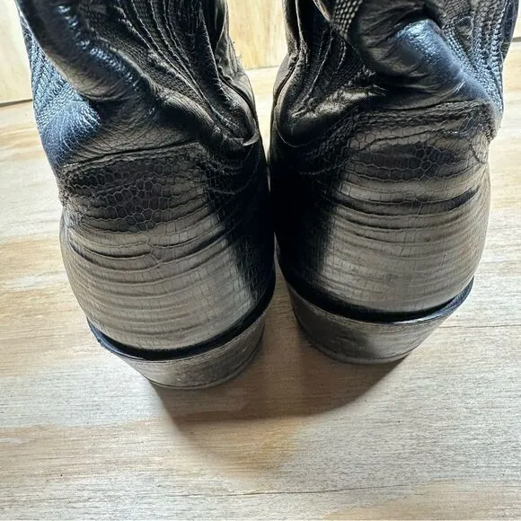 Justin Black Leather Cowboy Boots Men’s Size 8 EE
