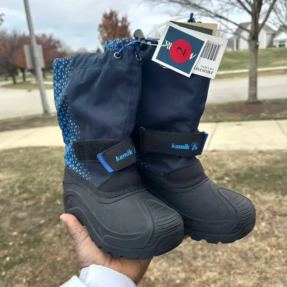 Kamik Frostsquad Boy’s Waterproof Winter Boots Size 2 Navy Blue