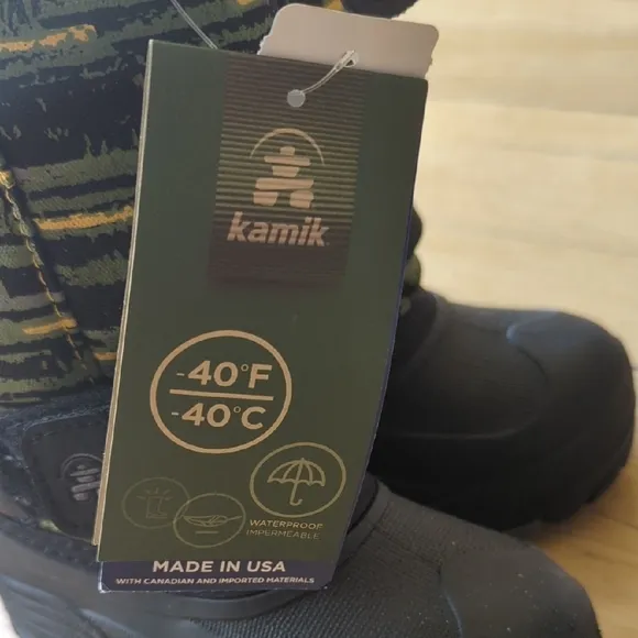 Kamik Kids' Black and Green Winter Boots
