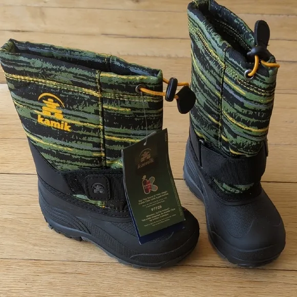 Kamik Kids' Black and Green Winter Boots