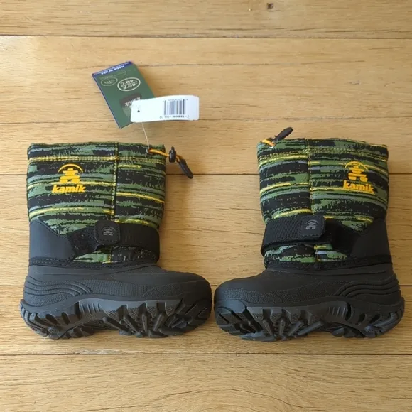 Kamik Kids' Black and Green Winter Boots