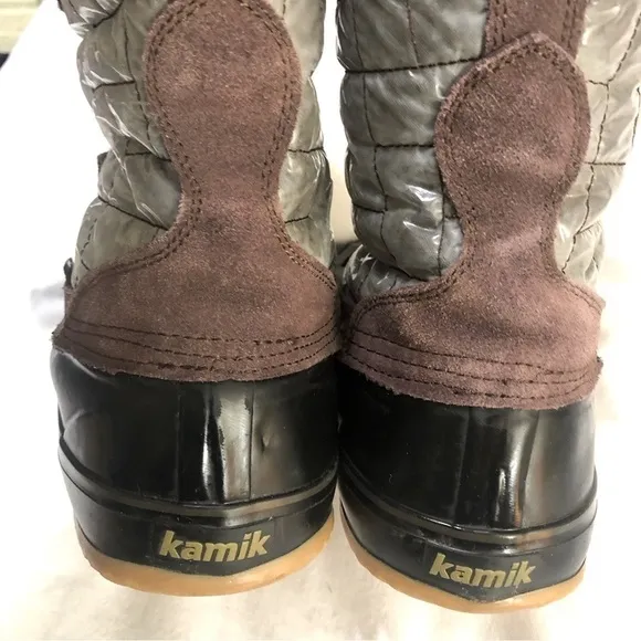 Kamik Scarlet Thinsulate Winter Tall Snow Boots Laced Brown Grey Black size 9