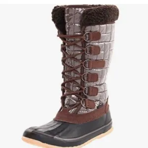 Kamik Scarlet Thinsulate Winter Tall Snow Boots Laced Brown Grey Black size 9