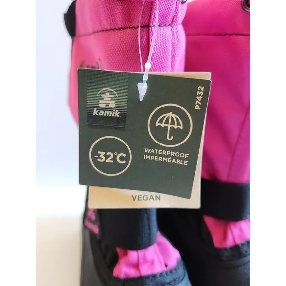 KAMIK Snowfox Snow Boots Kids Youth Girls 1 Pink Black NEW