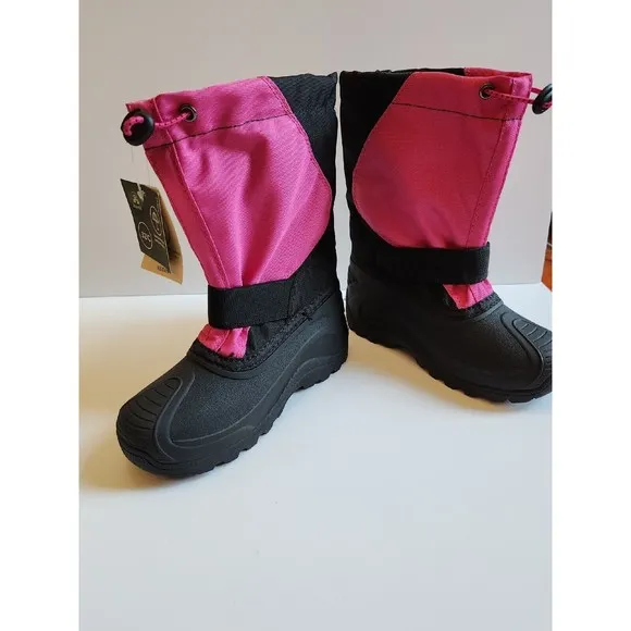 KAMIK Snowfox Snow Boots Kids Youth Girls 1 Pink Black NEW