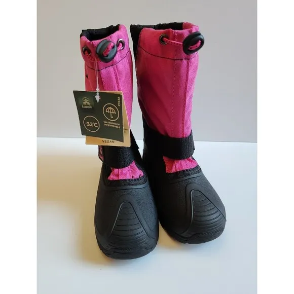 KAMIK Snowfox Snow Boots Kids Youth Girls 1 Pink Black NEW