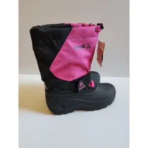 KAMIK Snowfox Snow Boots Kids Youth Girls 1 Pink Black NEW
