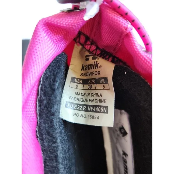 KAMIK Snowfox Snow Boots Kids Youth Girls 6 Pink Black NEW