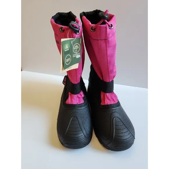 KAMIK Snowfox Snow Boots Kids Youth Girls 6 Pink Black NEW