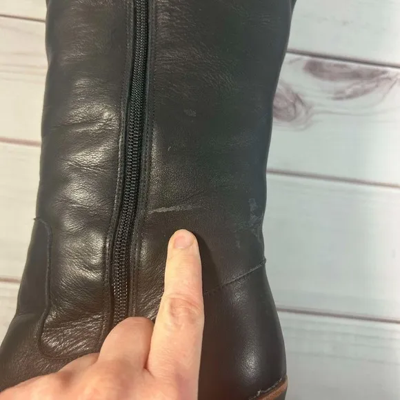 Kate Spade Gabry Over The Knee Boots Black Leather Shearling Trim 8.5