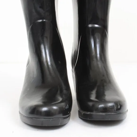 Kate Spade New York Black Bow Rubber Rain Wellie Knee Boots Size 8