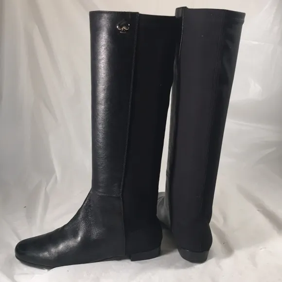 Kate Spade Olivia Women’s Black Italian Leather Riding Equestrian Pull On Boots