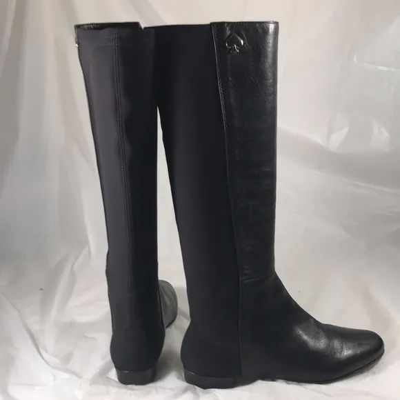 Kate Spade Olivia Women’s Black Italian Leather Riding Equestrian Pull On Boots