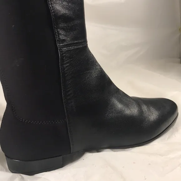 Kate Spade Olivia Women’s Black Italian Leather Riding Equestrian Pull On Boots