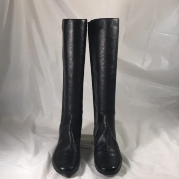 Kate Spade Olivia Women’s Black Italian Leather Riding Equestrian Pull On Boots