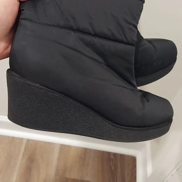 Kate Spade Tall Black Wedge Bow Winter Boots Sz 10
