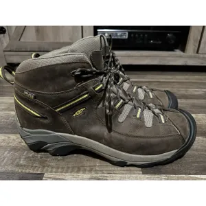 KEEN Targhee II Mid mens size 14 Waterproof Hiking Boots Olive Yellow 1002376