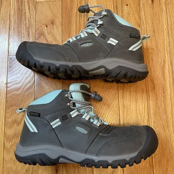 KEEN Unisex Youth Ridge Flex Mid Height Waterproof Leather Hiking Boots Size 3
