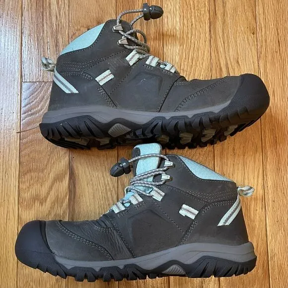 KEEN Unisex Youth Ridge Flex Mid Height Waterproof Leather Hiking Boots Size 3