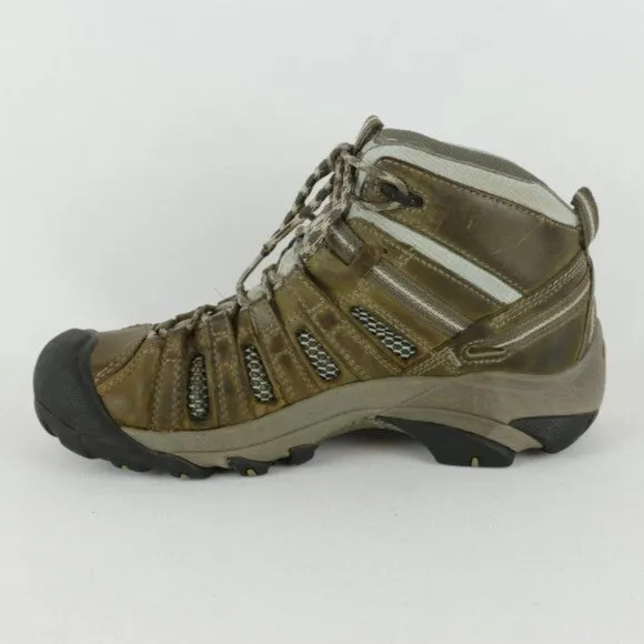 Keen Voyageur Mid Women's Size 8.5 Brown Blue Leather Lace Up Hiking Boots