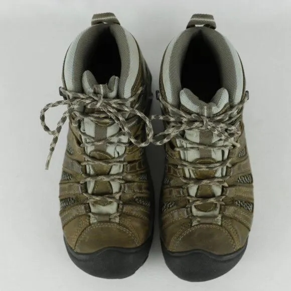 Keen Voyageur Mid Women's Size 8.5 Brown Blue Leather Lace Up Hiking Boots