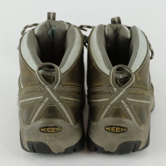 Keen Voyageur Mid Women's Size 8.5 Brown Blue Leather Lace Up Hiking Boots