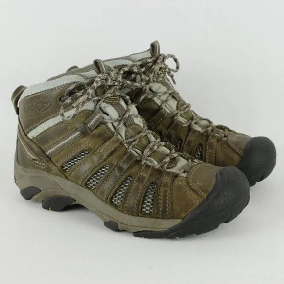 Keen Voyageur Mid Women's Size 8.5 Brown Blue Leather Lace Up Hiking Boots