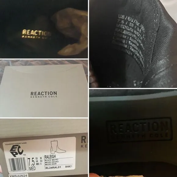 Kenneth Cole Reaction Raleigh Block Heel Ankle Bootie Black Faux Suede 7.5