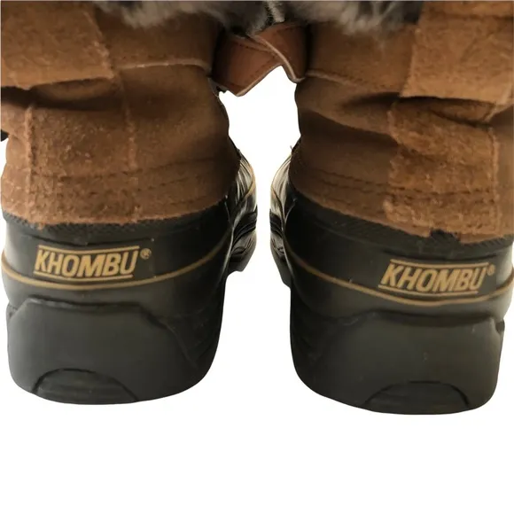 KHOMBU Faux Fur Zip Up Snow Boots Brown And Tan Size 8