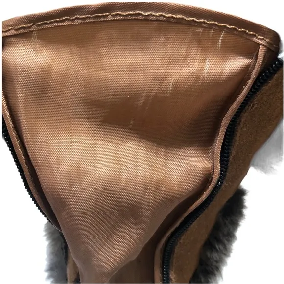 KHOMBU Faux Fur Zip Up Snow Boots Brown And Tan Size 8