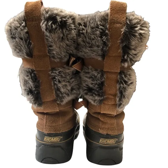 KHOMBU Faux Fur Zip Up Snow Boots Brown And Tan Size 8
