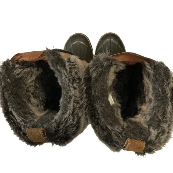 KHOMBU Faux Fur Zip Up Snow Boots Brown And Tan Size 8