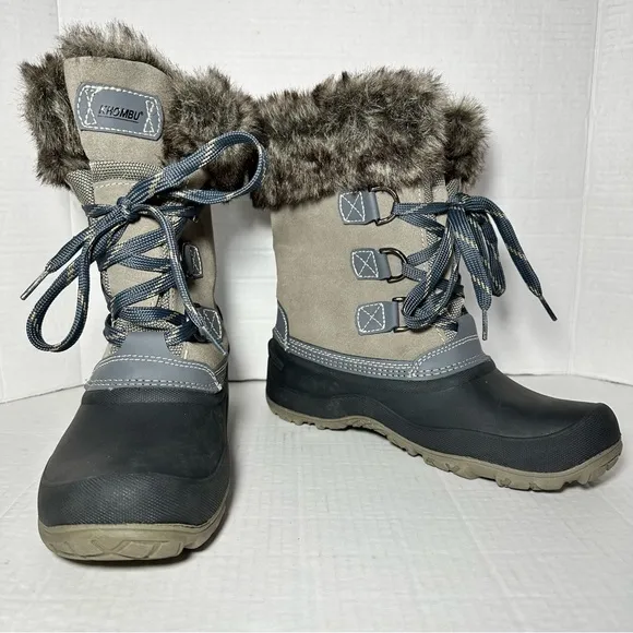 KHOMBU | Leather &amp; Faux Fur Slope Thermolite Terrain Winter Snow Boot | Size 8