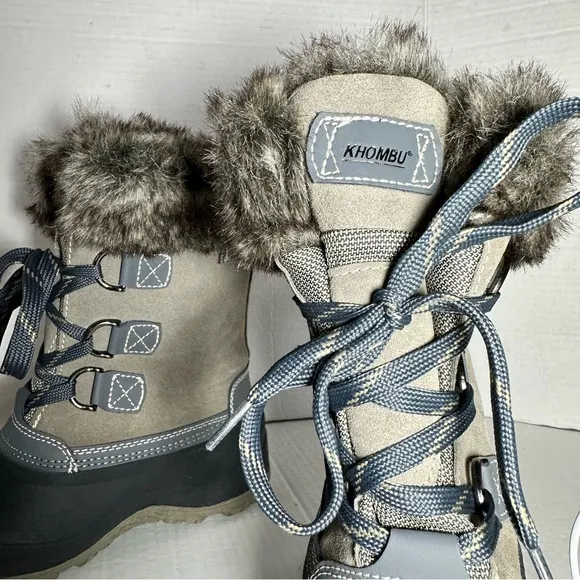 KHOMBU | Leather &amp; Faux Fur Slope Thermolite Terrain Winter Snow Boot | Size 8