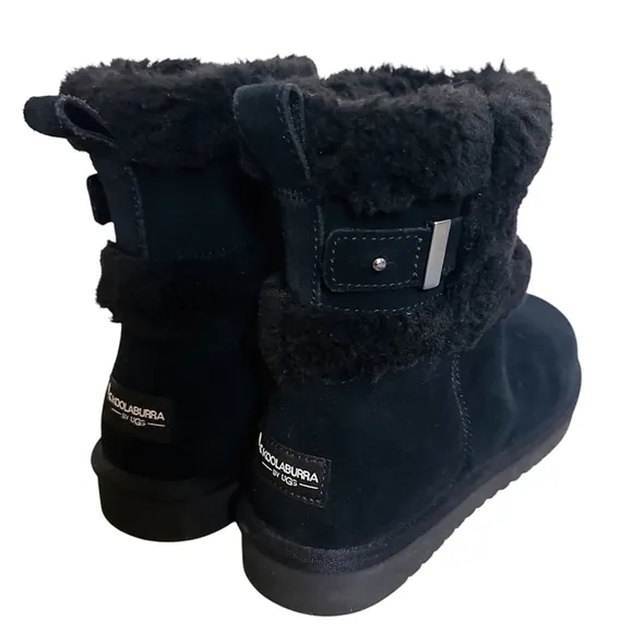 Koolaburra by UGG Faux Fur Short Suede Boots Delene Silver Buckles 11330…