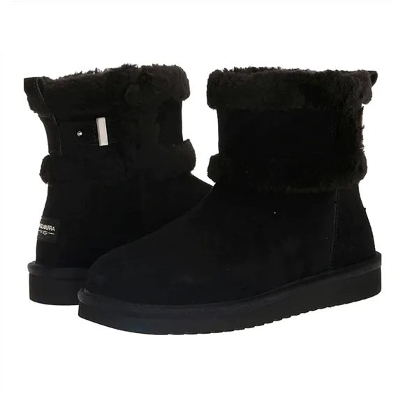 Koolaburra by UGG Faux Fur Short Suede Boots Delene Silver Buckles 11330…