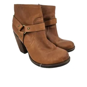 Kork-Ease Women's Brown Block Heel Pull On Leather Farah Ankle Boots Size 8.5