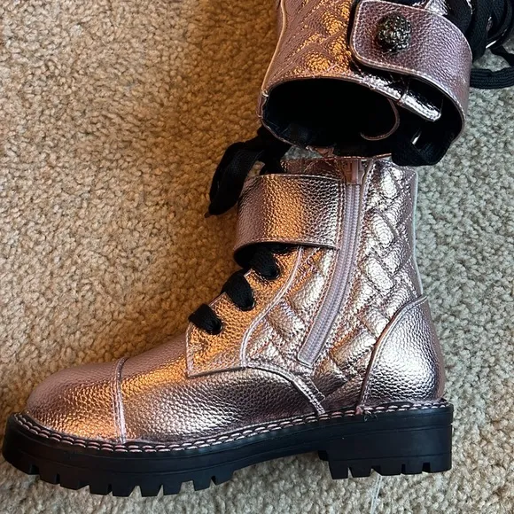 Kurt Geiger girls Kensington pink metallic Wagle boot shoe youth 2 leather