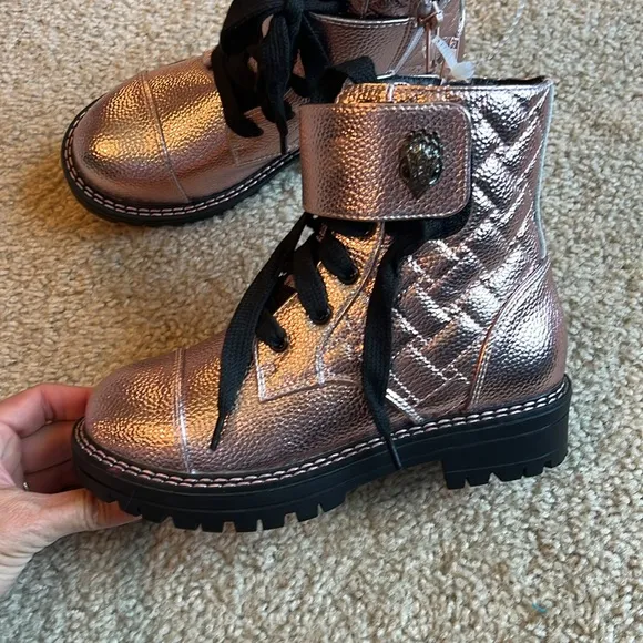 Kurt Geiger girls Kensington pink metallic Wagle boot shoe youth 2 leather