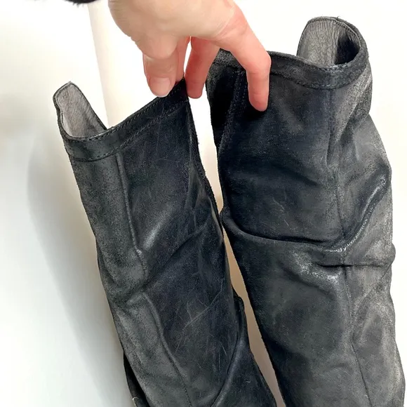 Kurt Geiger Over the Knee Riding Boots Size 37 7 Black Leather Cinched Zipper