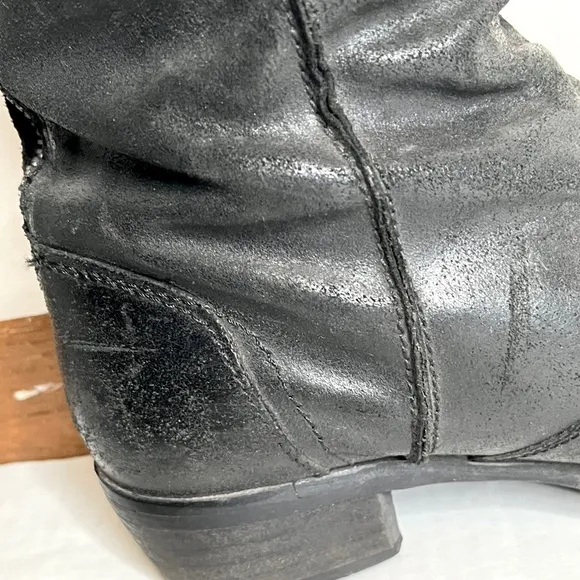Kurt Geiger Over the Knee Riding Boots Size 37 7 Black Leather Cinched Zipper