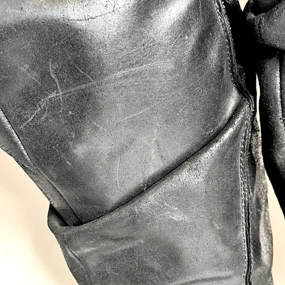 Kurt Geiger Over the Knee Riding Boots Size 37 7 Black Leather Cinched Zipper