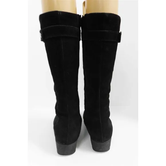 La Canadienne Black Suede Leather Wedge Boots 7.5 M Canada
