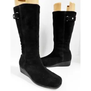 La Canadienne Black Suede Leather Wedge Boots 7.5 M Canada