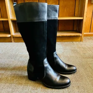 La Canadienne Black Suede Passion Equestrian Knee High Waterproof Boots, size 8M