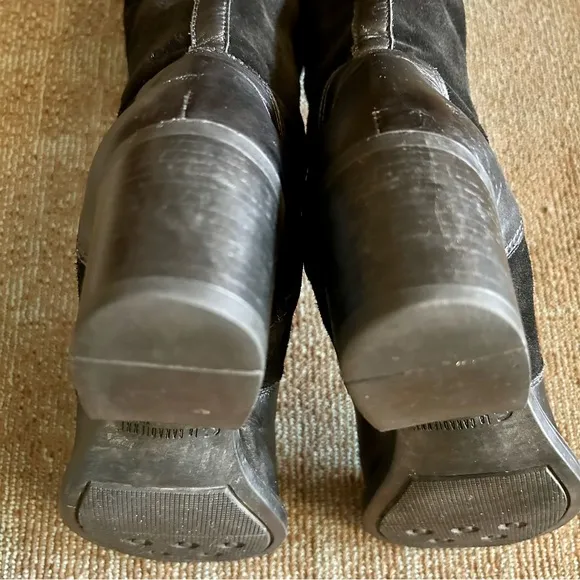 La Canadienne Black Suede Passion Equestrian Knee High Waterproof Boots, size 8M