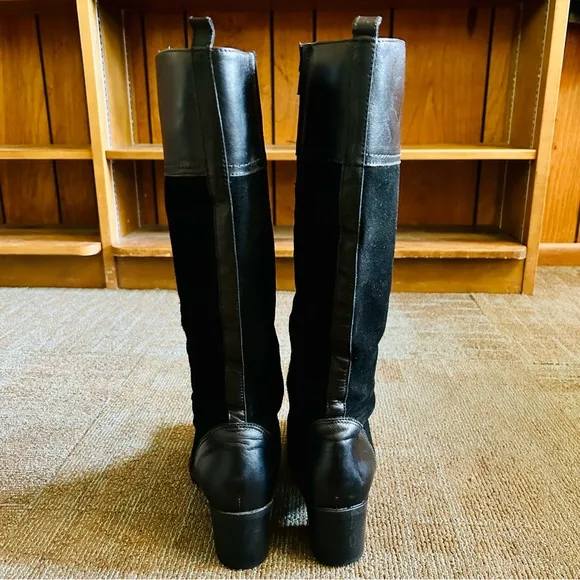La Canadienne Black Suede Passion Equestrian Knee High Waterproof Boots, size 8M
