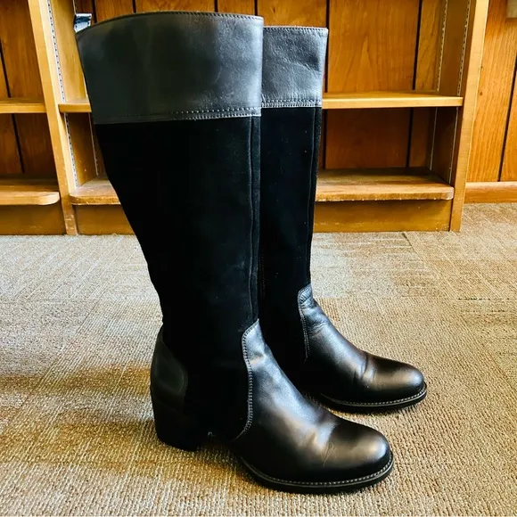 La Canadienne Black Suede Passion Equestrian Knee High Waterproof Boots, size 8M