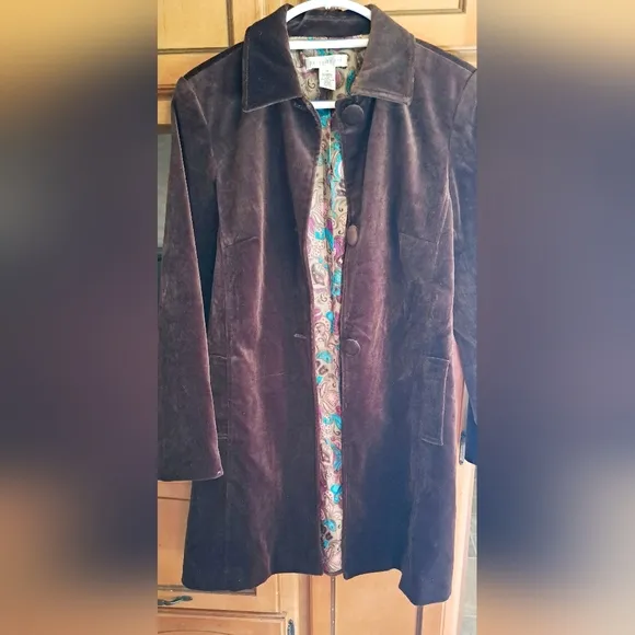 Ladies VTG Trench Crushed Velvet Blazar By Pursuits LTD.  FULLY LINED SIZE 10